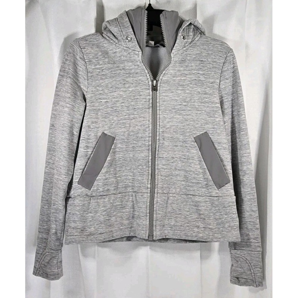 Athleta Women's Marled Gray Stronger Full Zip Up Hoodie‎ Sweatshirt Size XS